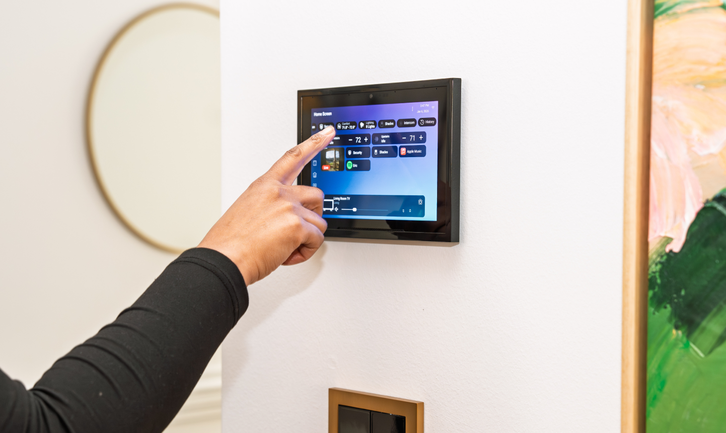 Control4 T5 touchscreen on the wall